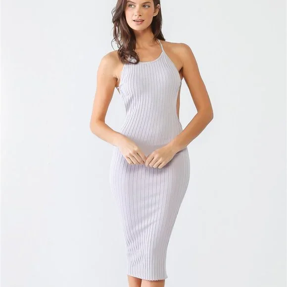 dobby mesh self tie ruffled halter dress Marigold Ruffle Halter Mini Dress - Powder Pink